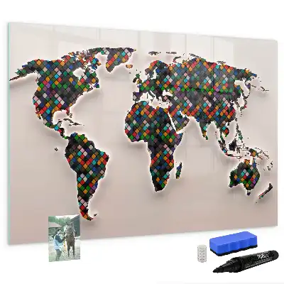 Tableau magnétique à dessiner carte du monde abstraite