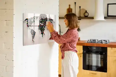 Tableau magnétique à dessiner carte du monde abstraite