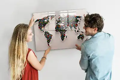 Tableau magnétique à dessiner carte du monde abstraite
