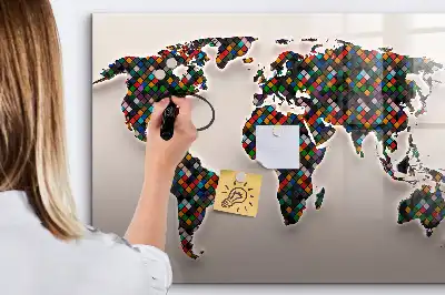 Tableau magnétique à dessiner carte du monde abstraite