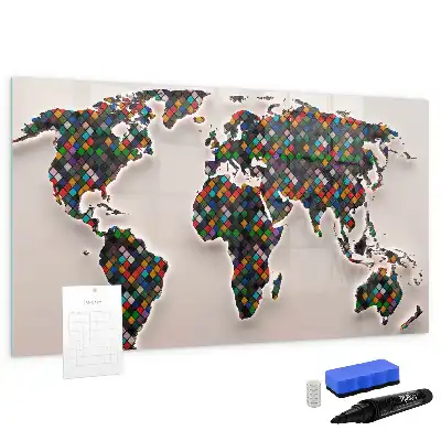 Tableau magnétique à dessiner carte du monde abstraite