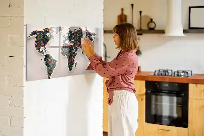 Tableau magnétique à dessiner carte du monde abstraite