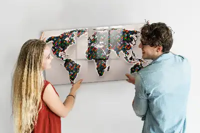 Tableau magnétique à dessiner carte du monde abstraite