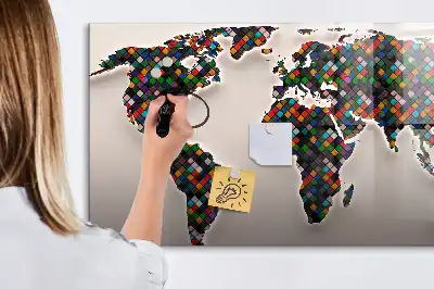 Tableau magnétique à dessiner carte du monde abstraite