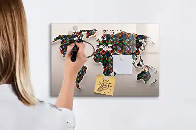 Tableau magnétique à dessiner carte du monde abstraite