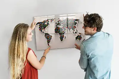 Tableau magnétique à dessiner carte du monde abstraite