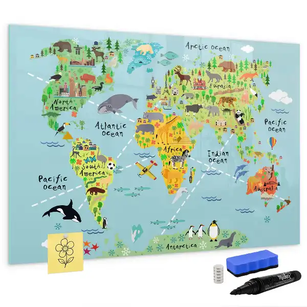 Tableau magnétique pour dessiner carte du monde des animaux
