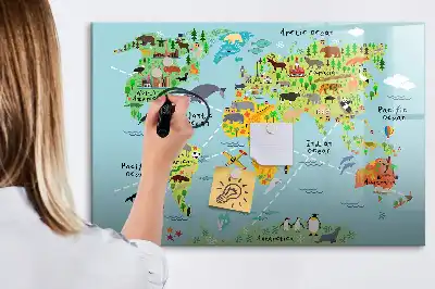 Tableau magnétique pour dessiner carte du monde des animaux
