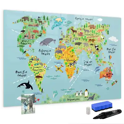 Tableau magnétique pour dessiner carte du monde des animaux