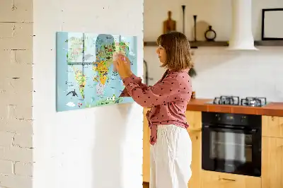 Tableau magnétique pour dessiner carte du monde des animaux