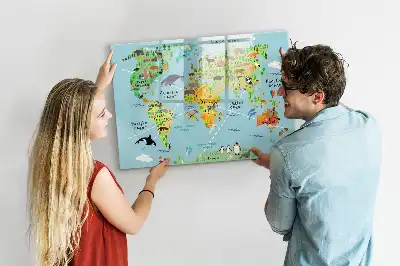 Tableau magnétique pour dessiner carte du monde des animaux