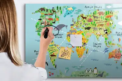 Tableau magnétique pour dessiner carte du monde des animaux
