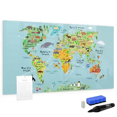 Tableau magnétique pour dessiner carte du monde des animaux