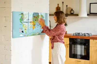 Tableau magnétique pour dessiner carte du monde des animaux