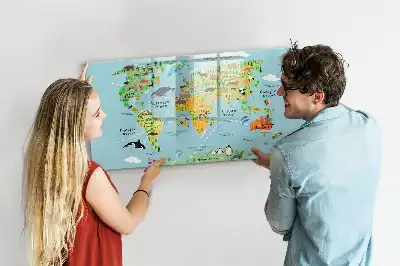 Tableau magnétique pour dessiner carte du monde des animaux