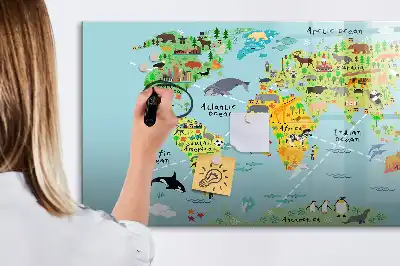 Tableau magnétique pour dessiner carte du monde des animaux
