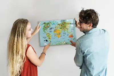 Tableau magnétique pour dessiner carte du monde des animaux