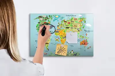 Tableau magnétique pour dessiner carte du monde des animaux