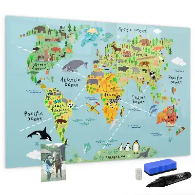 Tableau magnétique pour dessiner carte du monde des animaux