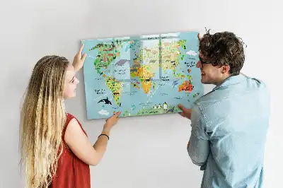 Tableau magnétique pour dessiner carte du monde des animaux