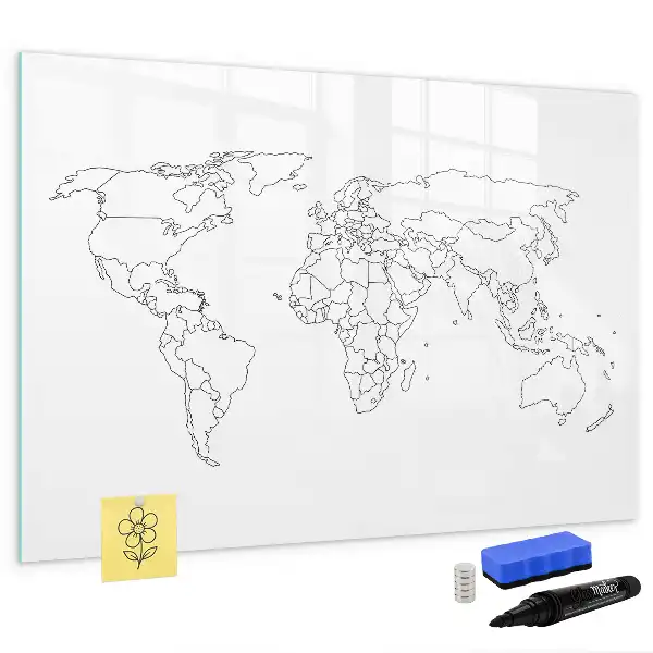 Tableau magnétique à dessiner contour de la carte du monde