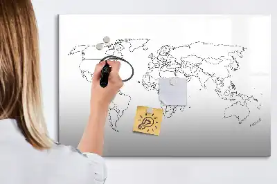 Tableau magnétique à dessiner contour de la carte du monde