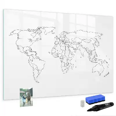 Tableau magnétique à dessiner contour de la carte du monde