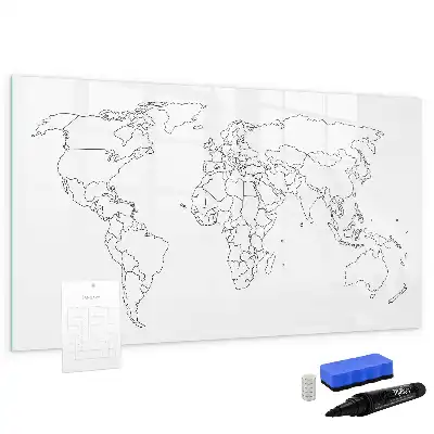Tableau magnétique à dessiner contour de la carte du monde