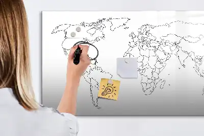 Tableau magnétique à dessiner contour de la carte du monde