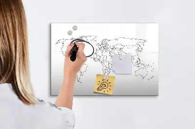 Tableau magnétique à dessiner contour de la carte du monde