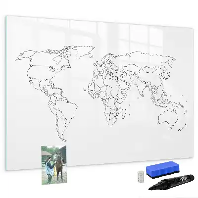 Tableau magnétique à dessiner contour de la carte du monde