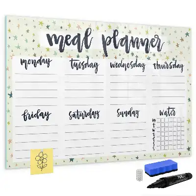 Tableau magnétique à dessiner modèle menu hebdomadaire céleste