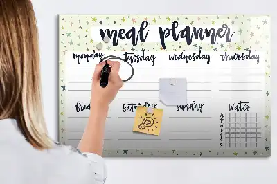 Tableau magnétique à dessiner modèle menu hebdomadaire céleste