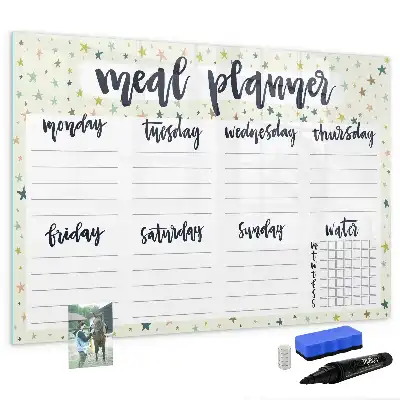 Tableau magnétique à dessiner modèle menu hebdomadaire céleste