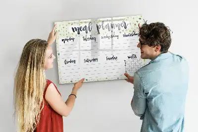 Tableau magnétique à dessiner modèle menu hebdomadaire céleste