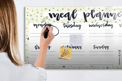 Tableau magnétique à dessiner modèle menu hebdomadaire céleste