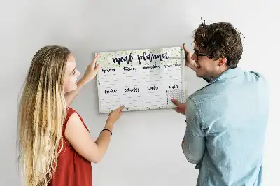 Tableau magnétique à dessiner modèle menu hebdomadaire céleste