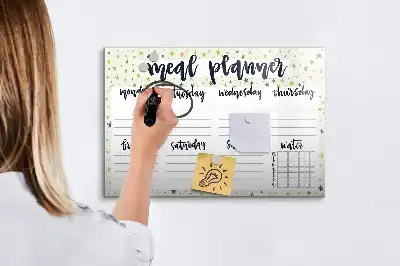 Tableau magnétique à dessiner modèle menu hebdomadaire céleste