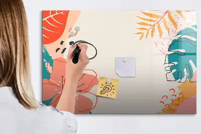Tableau magnétique à dessiner motif plantes hawaïennes