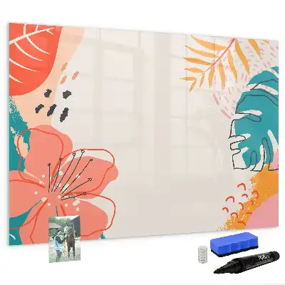 Tableau magnétique à dessiner motif plantes hawaïennes