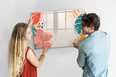 Tableau magnétique à dessiner motif plantes hawaïennes
