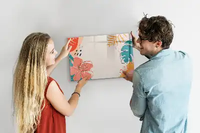 Tableau magnétique à dessiner motif plantes hawaïennes
