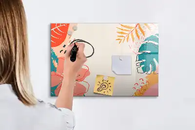 Tableau magnétique à dessiner motif plantes hawaïennes