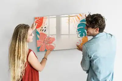 Tableau magnétique à dessiner motif plantes hawaïennes