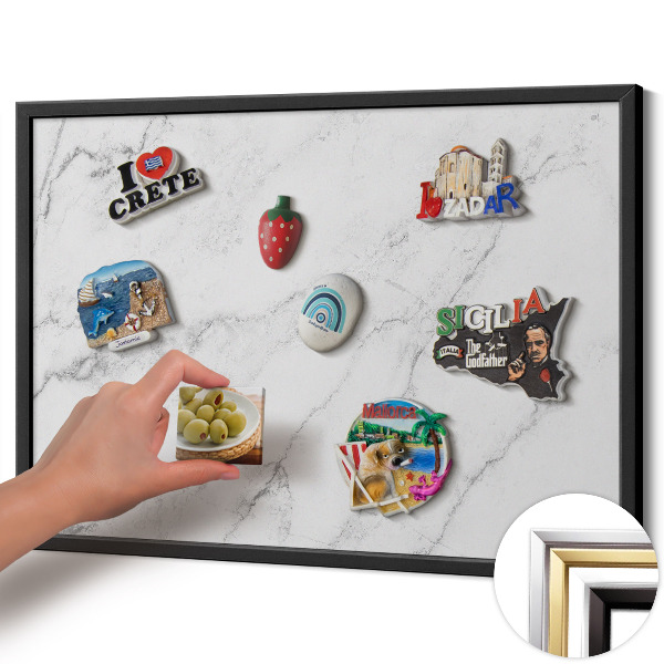 Tableau magnétique avec cadre noir Marbre clair délicat