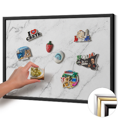 Tableau magnétique avec cadre noir Marbre clair délicat