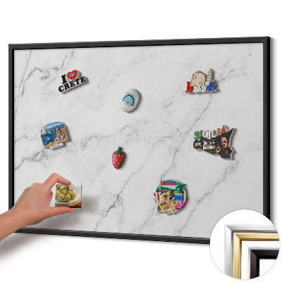 Tableau magnétique avec cadre noir Marbre clair délicat