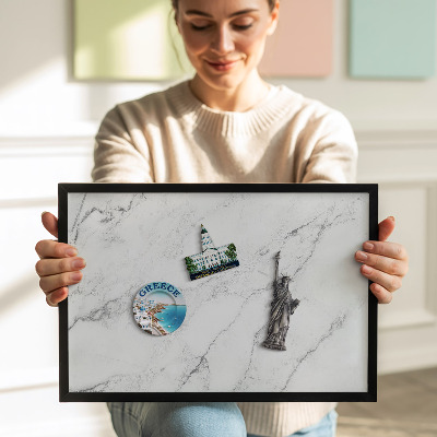 Tableau magnétique avec cadre noir Marbre clair délicat
