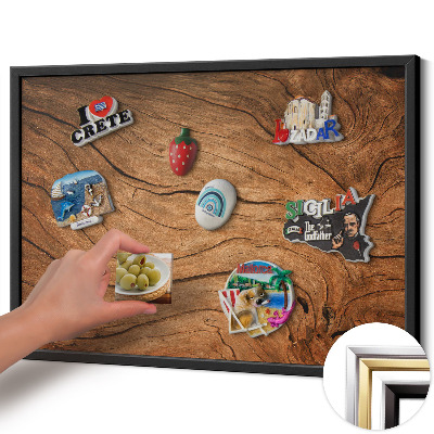 Tableau magnétique avec cadre noir Texture bois craquelée