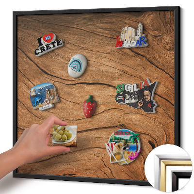 Tableau magnétique avec cadre noir Texture bois craquelée